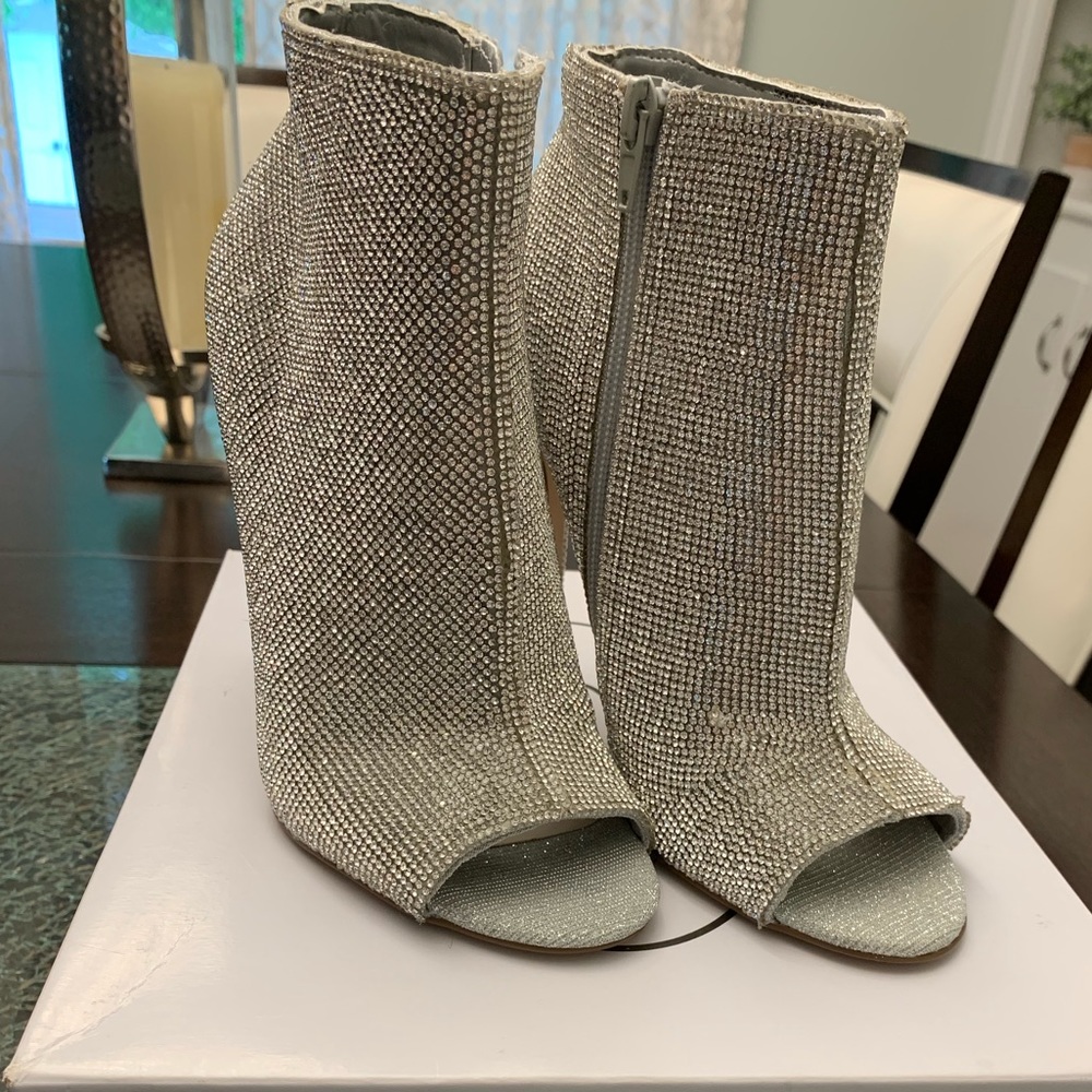 Steve Madden Kicking Rhinestones Open Toe Bootie